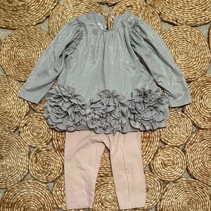 Isobella & Chloe Shimmering Silver Top and matching glitter pink pants